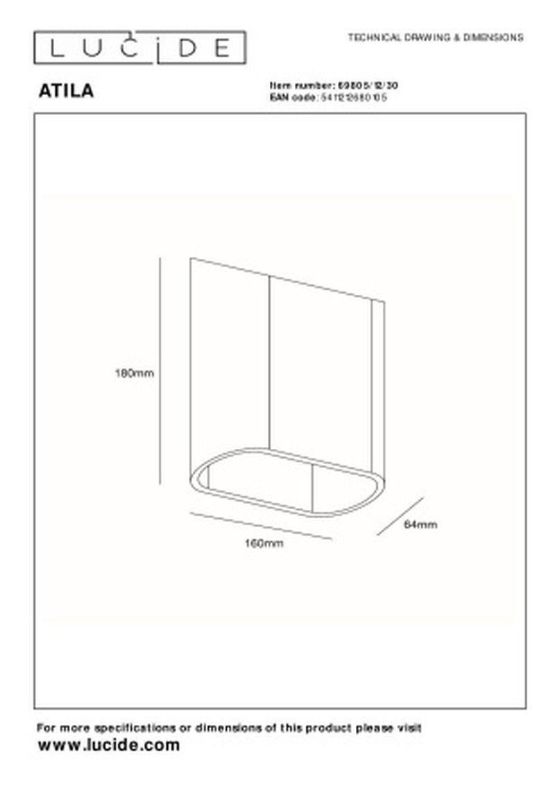 Lucide ATILA - Nástenné svietidlo Indoor/Outdoor - LED Dim. - 2x5W 2700K - IP65 - Čierna